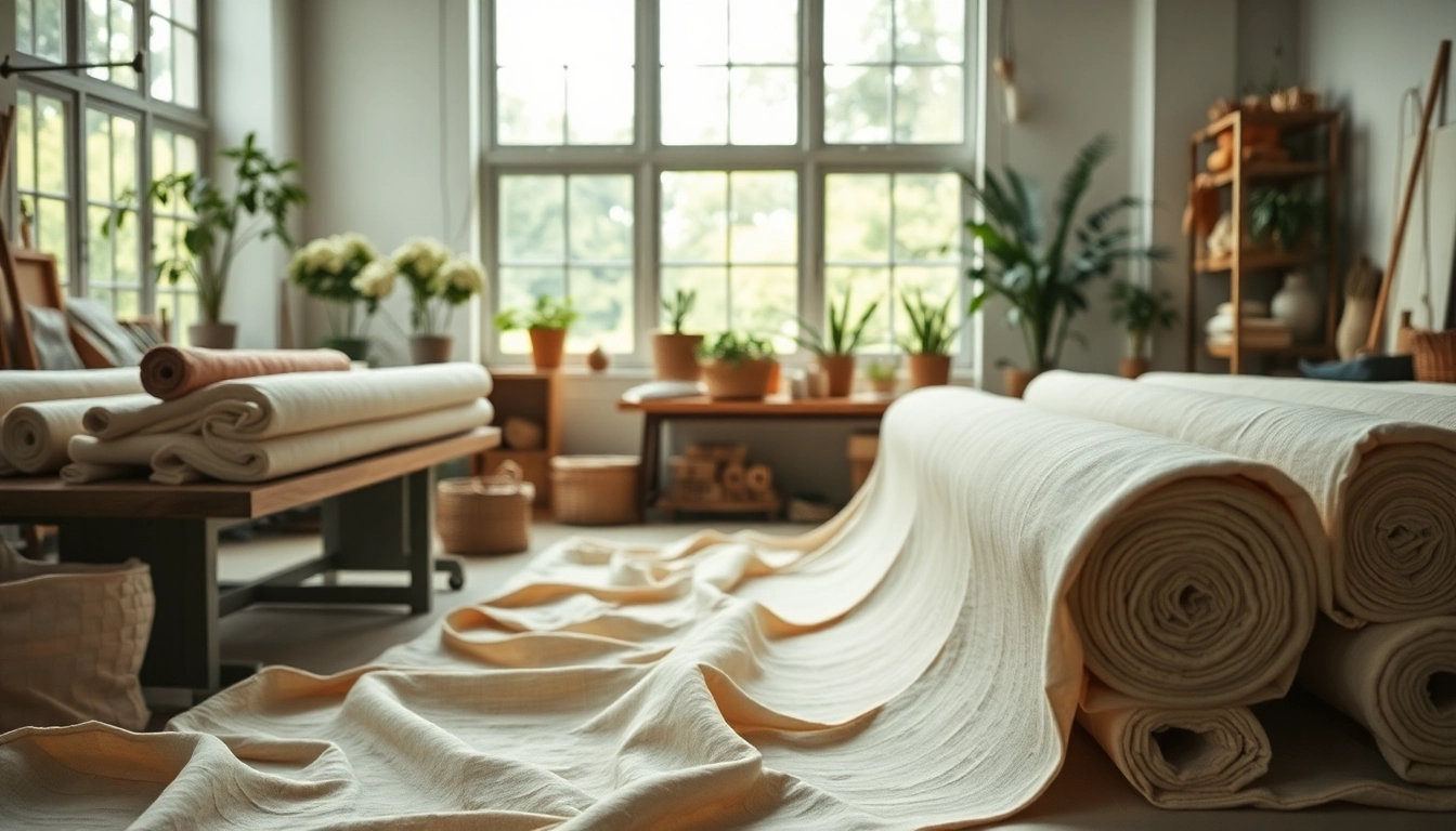 Katoen ongebleekt prachtig verwerkt in een textielwerkplaats met natuurlijke elementen.