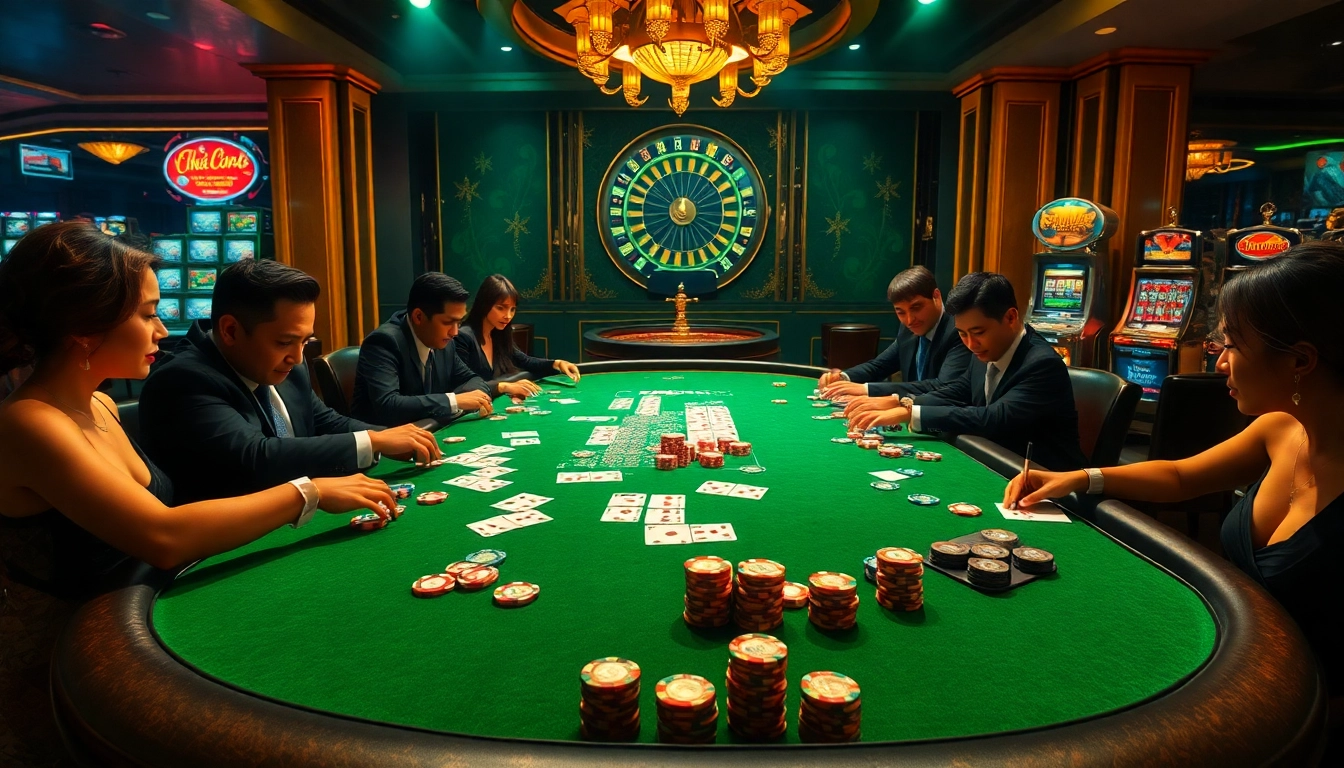 Players strategize at a luxury poker table, encapsulating the thrill of "Nếu như vậy bám vào đây" in high-stakes action.