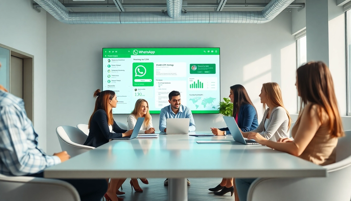 Team strategizing around WhatsApp Smart CRM to enhance business communication and growth.
