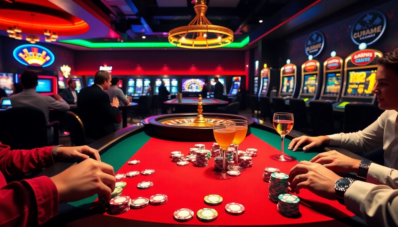 Experience thrilling gameplay at https://sunwin88.art/ with colorful casino chips and a spinning roulette wheel.