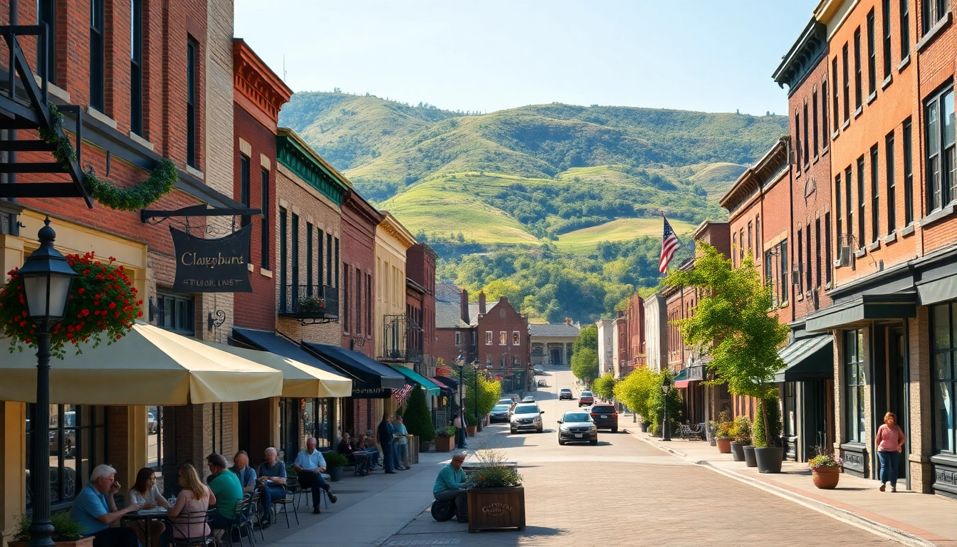Experience the vibrant community of Clarksburg, showcasing its charming streets and historic architecture.
