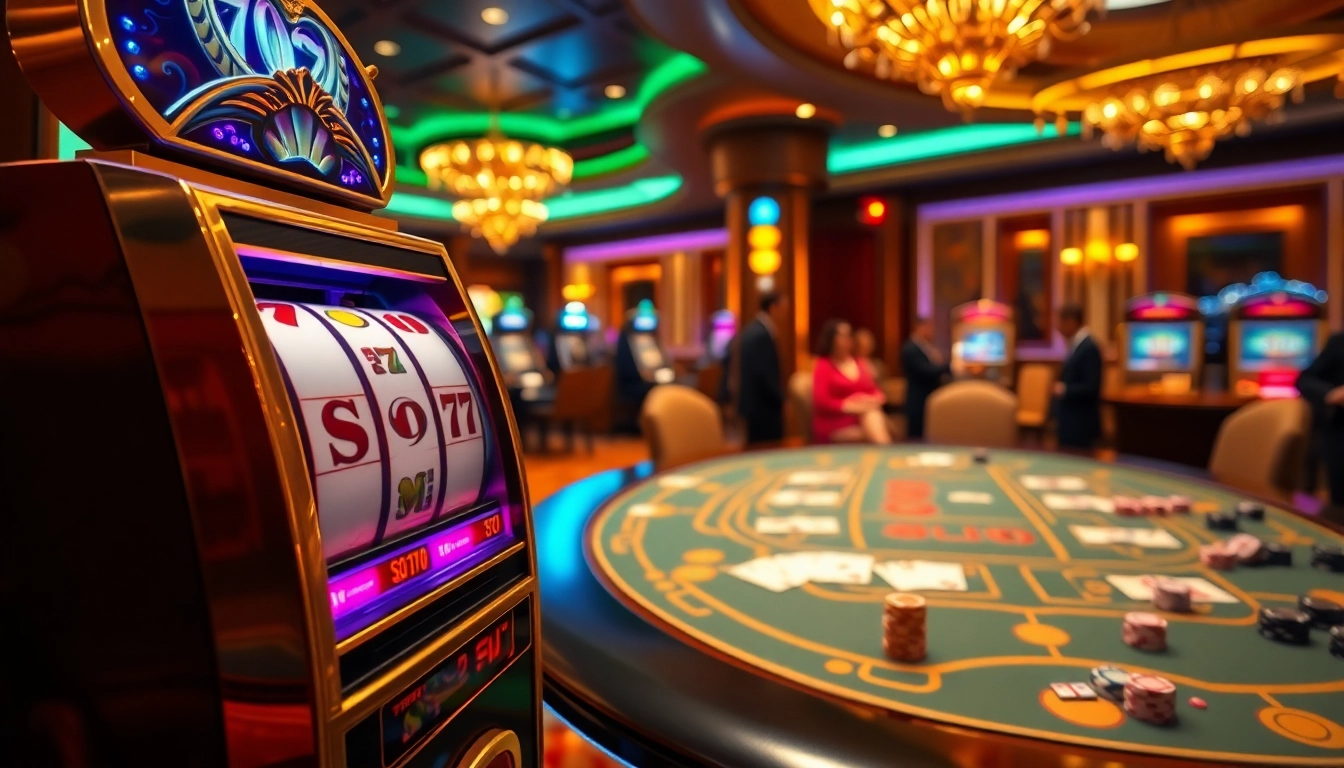 Experience thrilling gameplay with Slot777 at a luxurious casino atmosphere filled with excitement.
