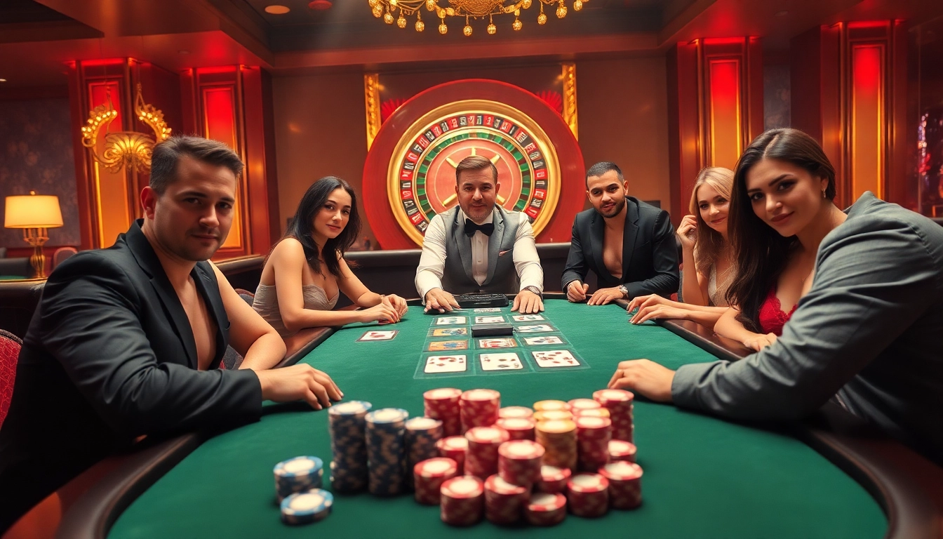 A vibrant high-stakes game at https://79king2.sa.com/ showing players enjoying poker under warm lighting.