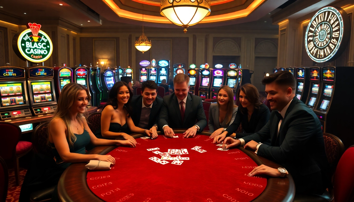Betting excitement at a luxurious casino floor showcased on https://journal.unj.ac.id/ with cards and chips.