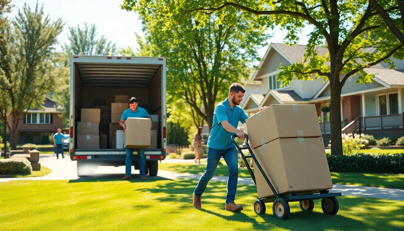 Movers efficiently organizing a home move for a Vancouver moving company in a sunny neighborhood.