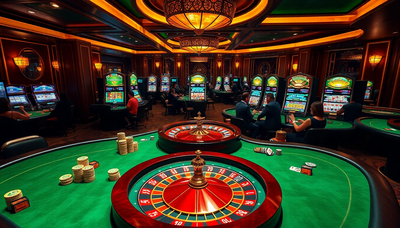 Trải nghiệm những khoảnh khắc hồi hộp tại sòng casino Tik88 với máy đánh bạc sống động, bàn poker và những người chơi đầy phấn khích.