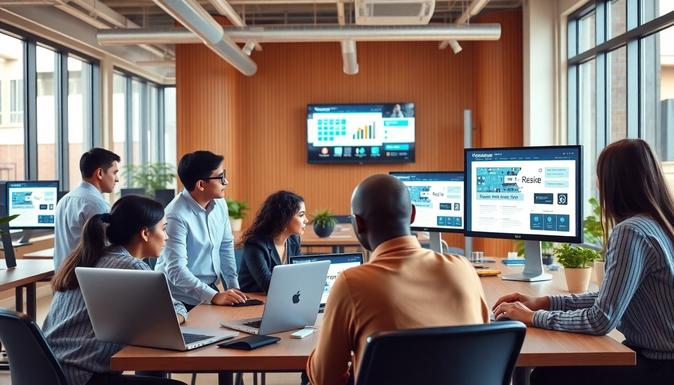 Engaging team collaboration for dịch vụ thiết kế website in a modern office.