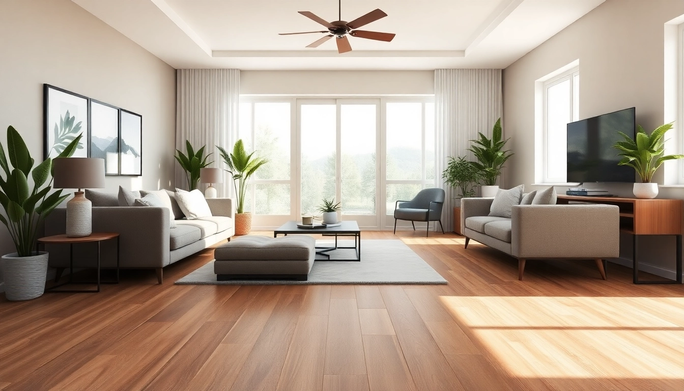 Superbe salon avec un carrelage imitation parquet, alliant élégance et durabilité.