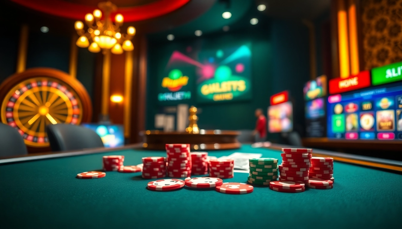 Play the exciting idn slot games on a vibrant casino table with cards and chips.