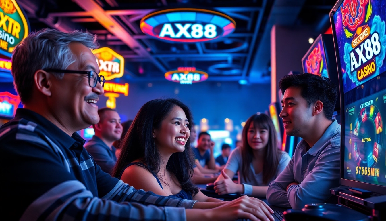 Người chơi đang tham gia và tận hưởng trò chơi AX88 trong một môi trường casino trực tuyến năng động.