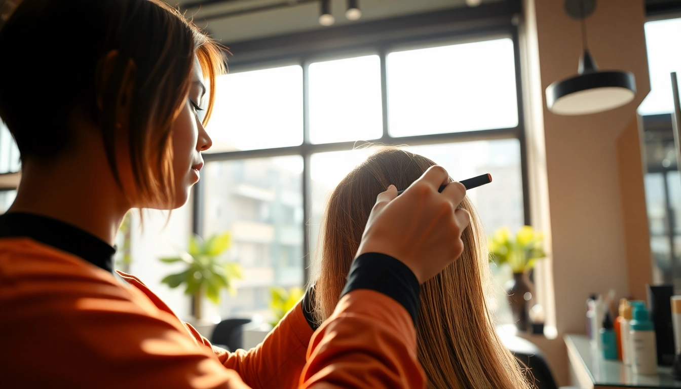 Stylish tunsoare bucuresti at a modern salon featuring a professional stylist.
