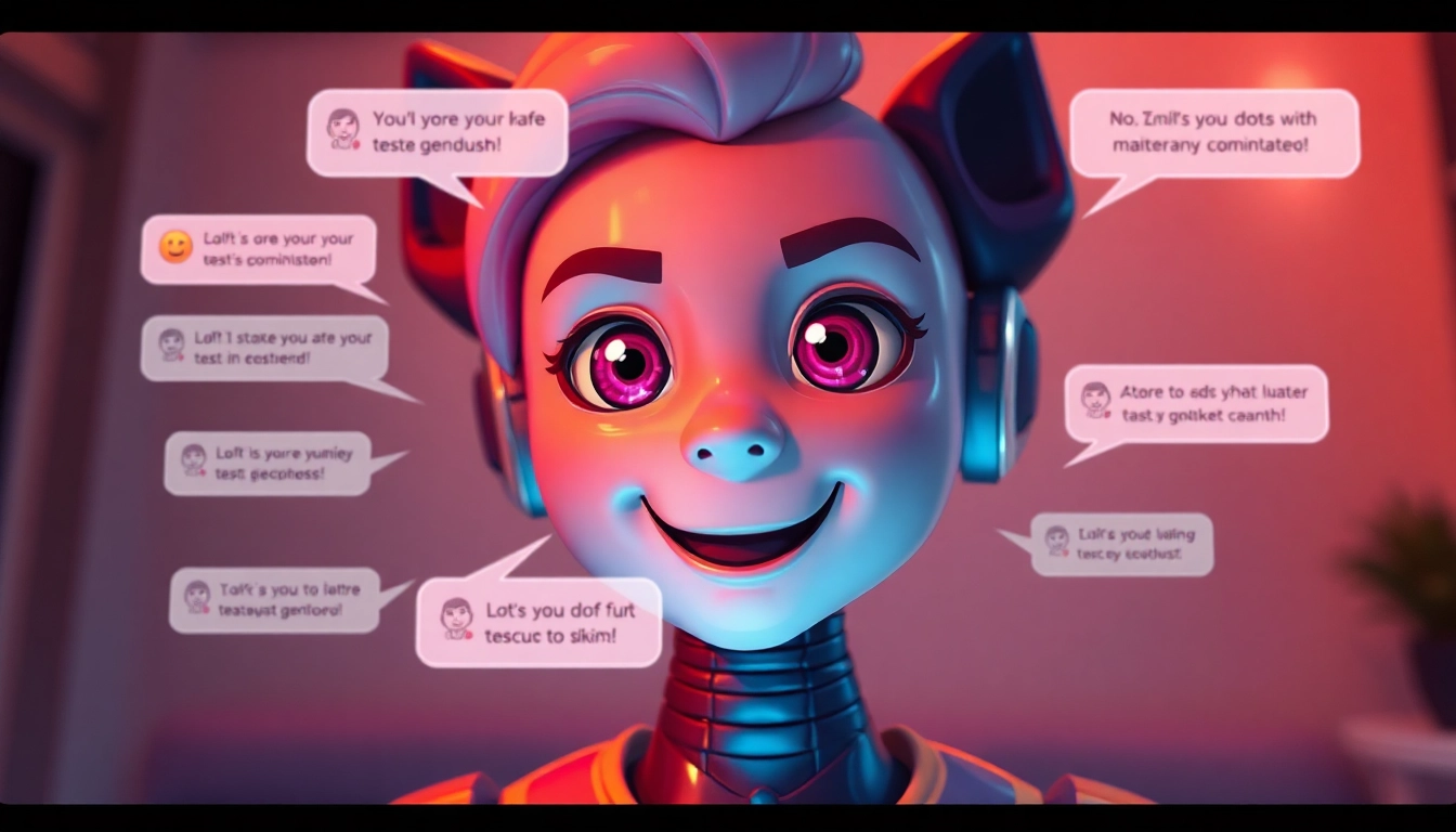 Engaging NSFW AI chat scene featuring lively character interaction and vibrant dialogue.