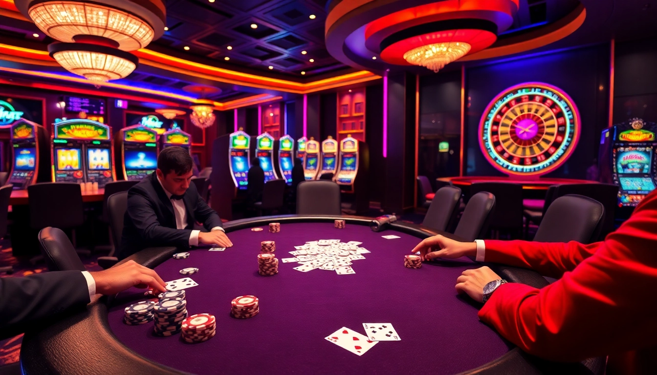 Experience excitement at the kjc mm88 poker table with vibrant chips and cards in action.