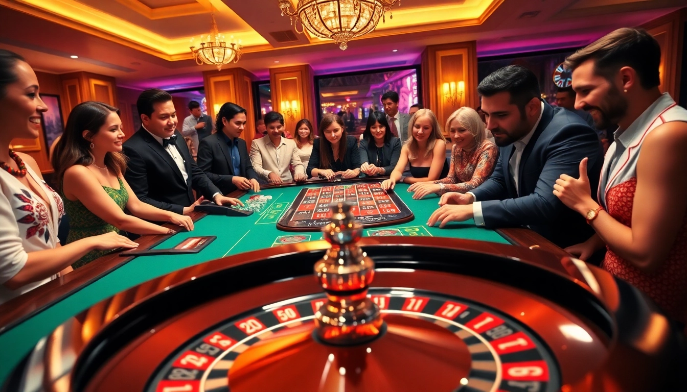 Pinco Casino rulet masaında oyunçuların heyecanla iştirak etdiyi bir görüntü.