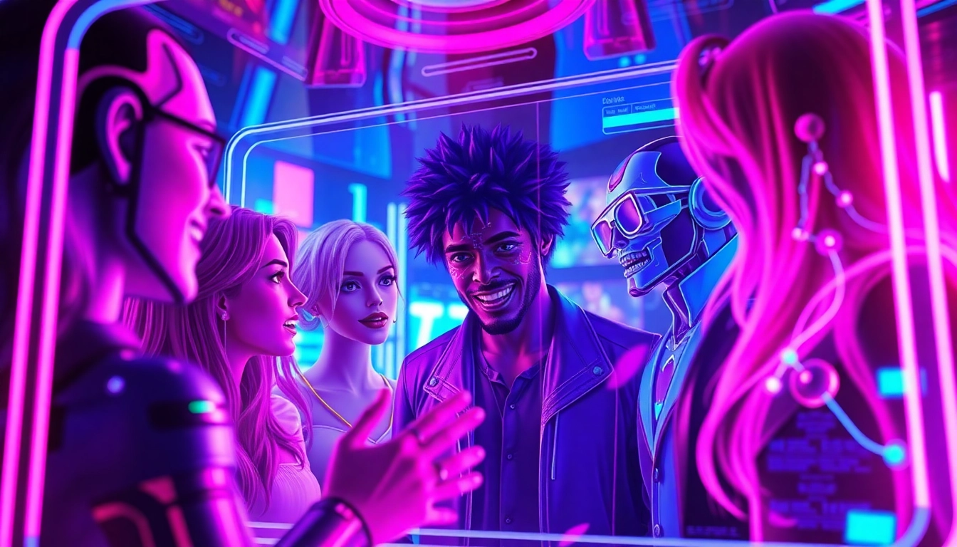 Engaging scene of character AI NSFW interaction in a vibrant digital environment.