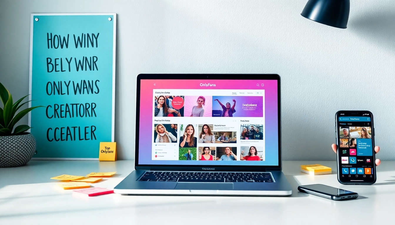 Top OnlyFans discovery platforms highlighted on a laptop in a modern digital workspace.