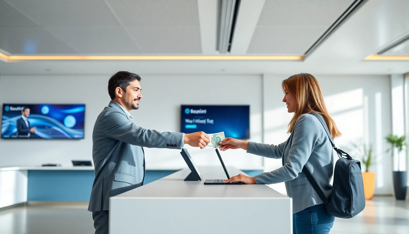 Mendeposit 1k di cabang bank dengan teller yang ramah dan profesional.