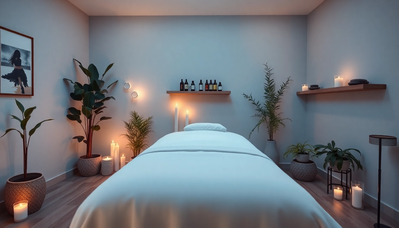부드러운 조명과 차분한 색상으로 편안하게 꾸며진 마사지 치료실, 고객을 위한 원활한 마사지 경험을 초대합니다.