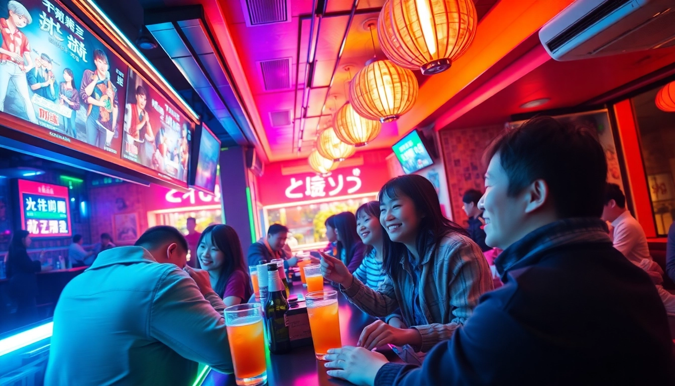 활기찬 노래방 장면, 매력적인 분위기, 즐거운 상호작용과 함께하는 제주도유흥의 활기찬 밤문화를 경험하세요.