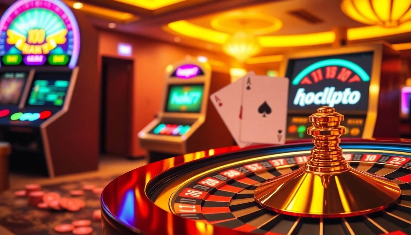 Engage with the thrilling hoki77 link at this vibrant casino setup featuring exciting games and tables.