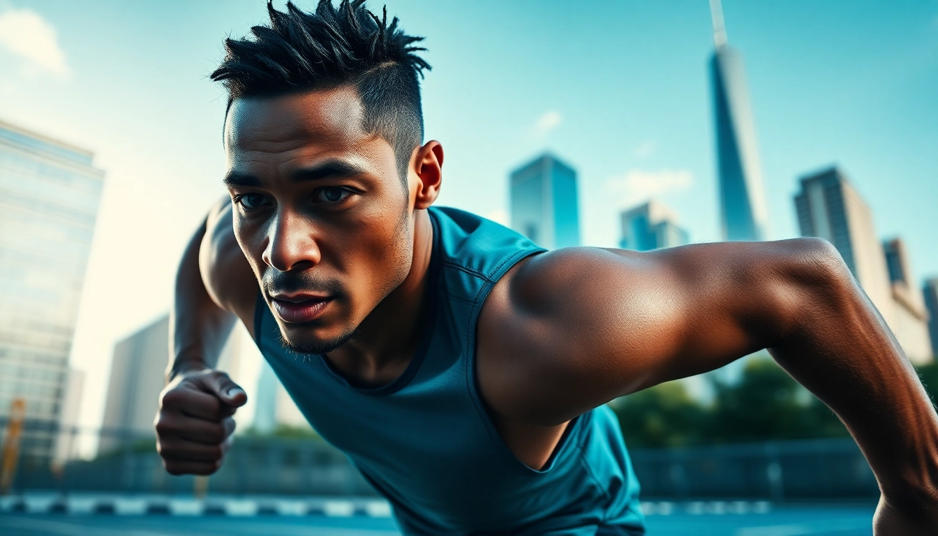 Aktiver Athlet demonstriert Fähigkeiten in einem urbanen Setting für phantom athletics.