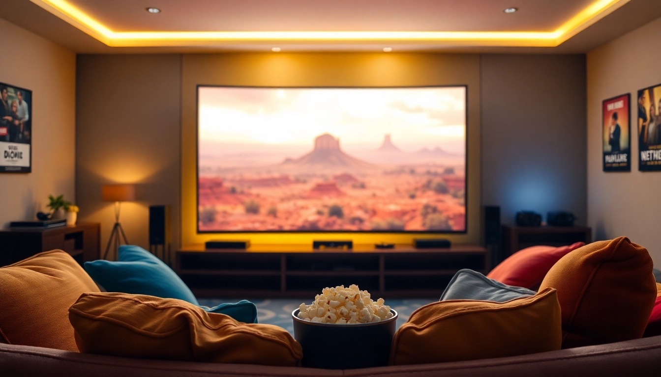 ดูหนังออนไลน์ ในห้องนั่งเล่นที่สะดวกสบายพร้อมทีวีจอแบน