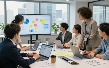 Team collaboration showcasing LLG Digital Marketing Services in a modern office environment, emphasizing innovative strategies and analysis.