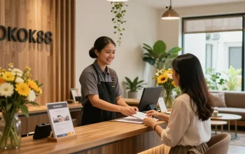 rokok 88 welcoming reception area with friendly staff and warm decor